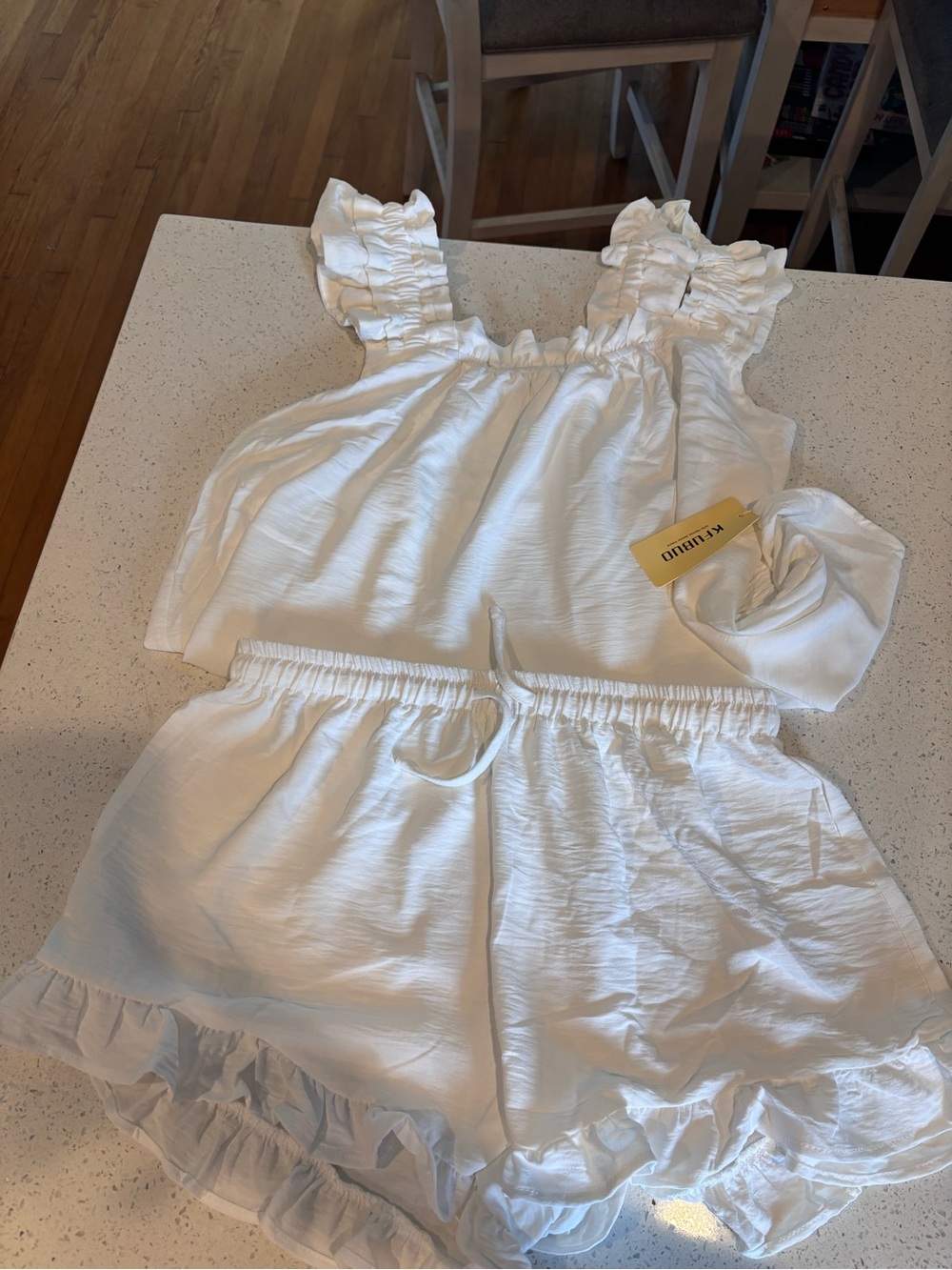 White Ruffle Two-Piece Set